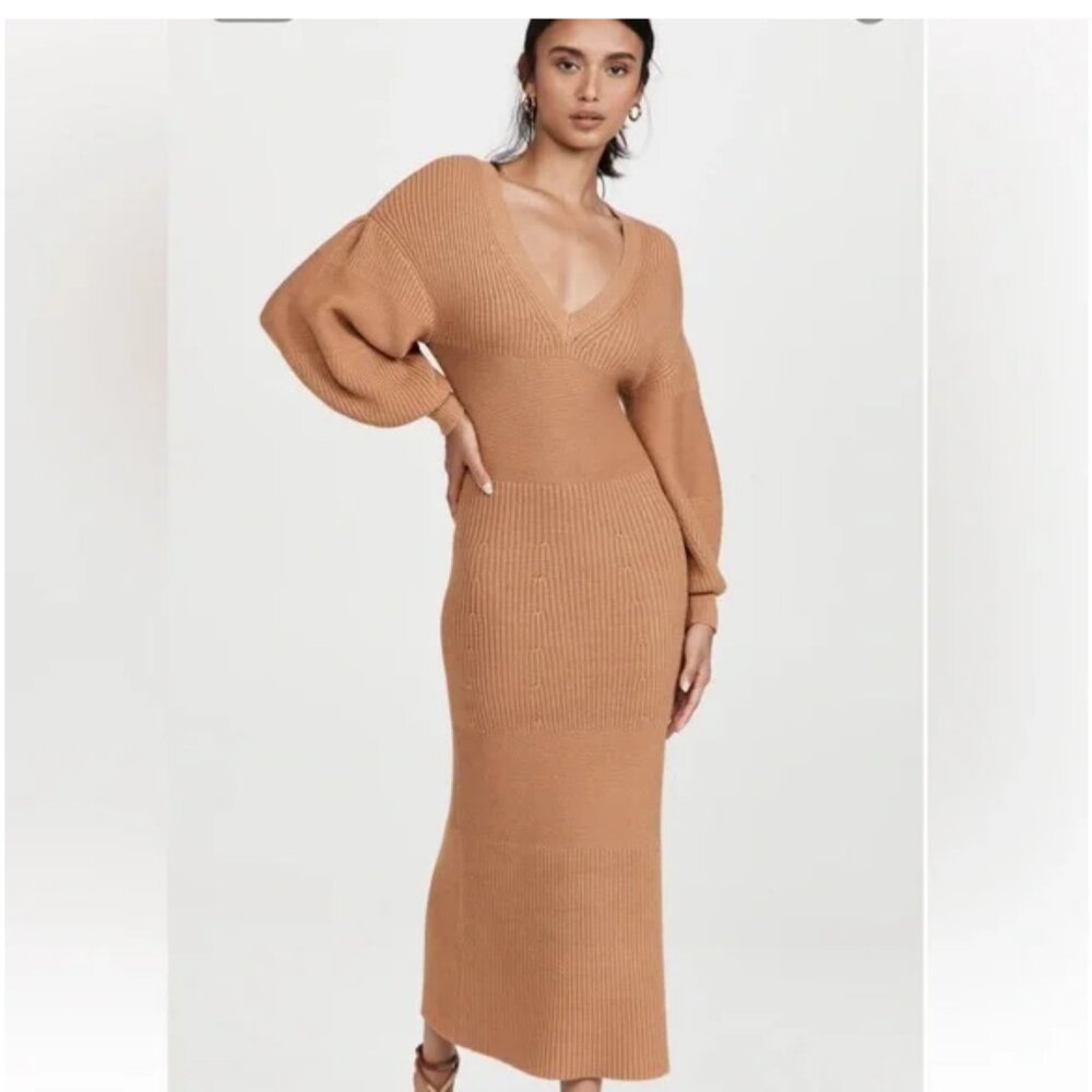 Staud Carnation Dress Camel Size Medium New